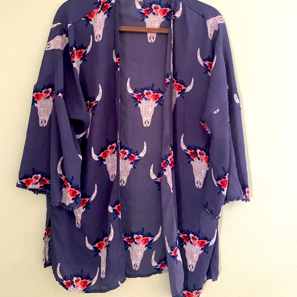 Women’s Large Blue Western Boho Kimono